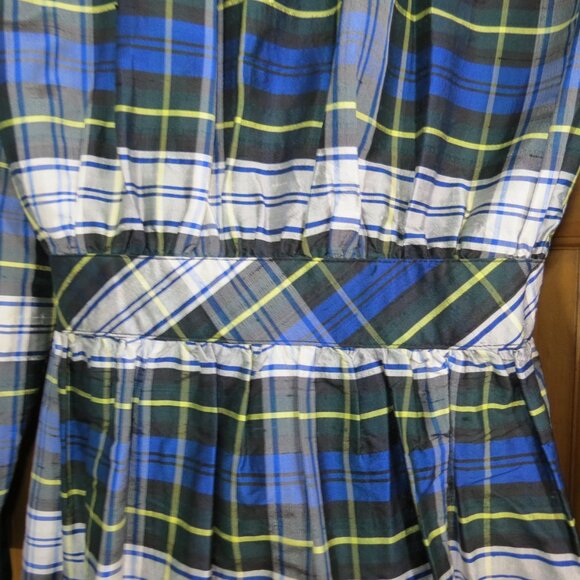 VTG Eileen West Couture Queen Anne's Lace Silk Velvet Trim Plaid Robe Size Large - Picture 8 of 10